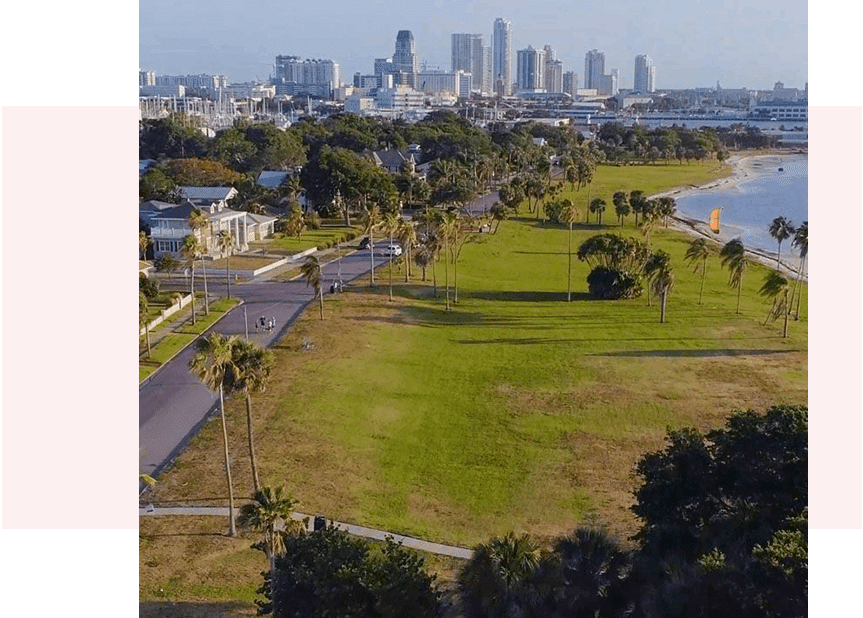 A view of the city from above.