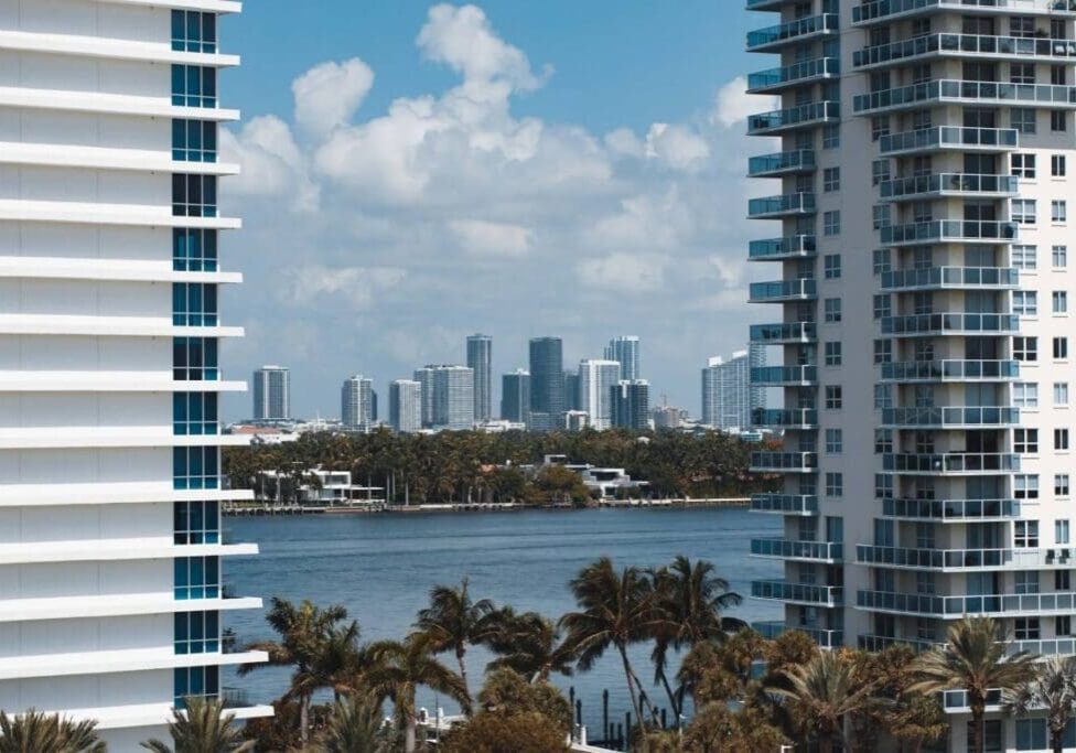 A view of the city skyline from across the water.